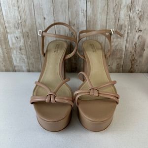 Schutz Kelsie Womens‎ Platform Sandal 10B Nude Knotted Tubular Strap Block Heel